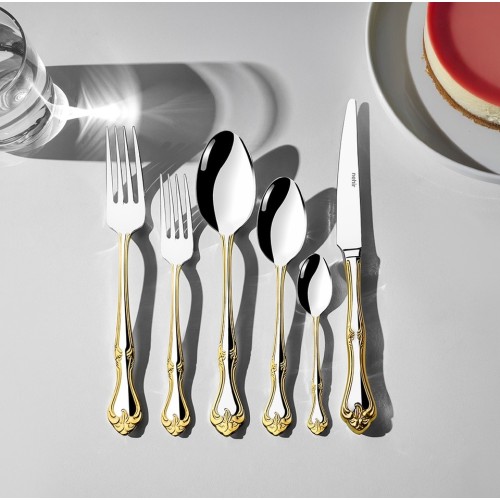 Nehir Lalezar Altın Sade 12 Kişilik 72 Parça Çatal Kaşık Bıçak Takımı