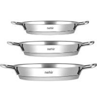Nehir Paslanmaz Çelik Sahan Seti - 3 Lü Yumurta Sahanı Tavası 16-18-20