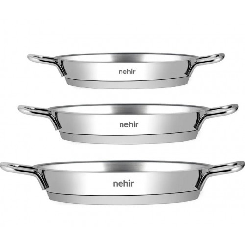 Nehir Paslanmaz Çelik Sahan Seti - 3 Lü Yumurta Sahanı Tavası 16-18-20