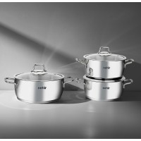 Nehir Silver Klasik 6 Parça Derin Çelik Tencere Seti