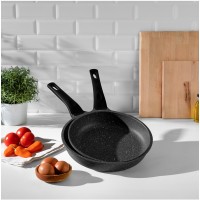 Nehir Siyah 2 Parça Alüminyum Döküm Granit Tava Takımı