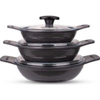 ThermoAD 3 lü kapaklı güveç sahan set gri